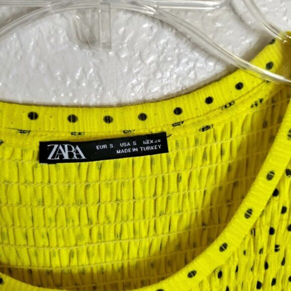 Zara Yellow Polka Dot Midi Dress - Picture 3 of 7